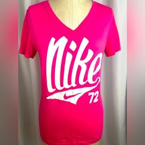 Nike Women's Slim Fit T-Shirt - Pink, Size Large